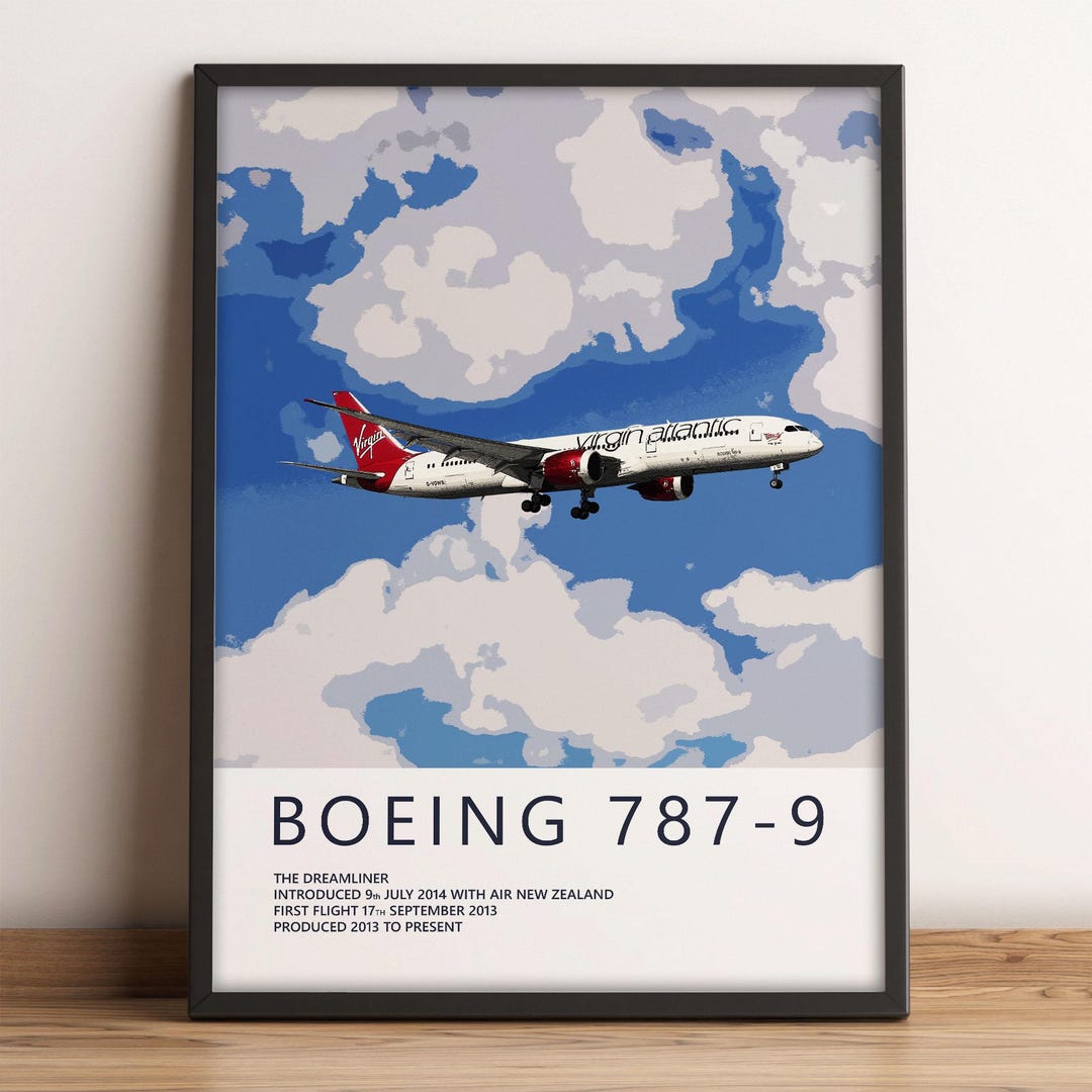 Virgin Atlantic Boeing 787 Dreamliner Poster – Aviation Wall Art