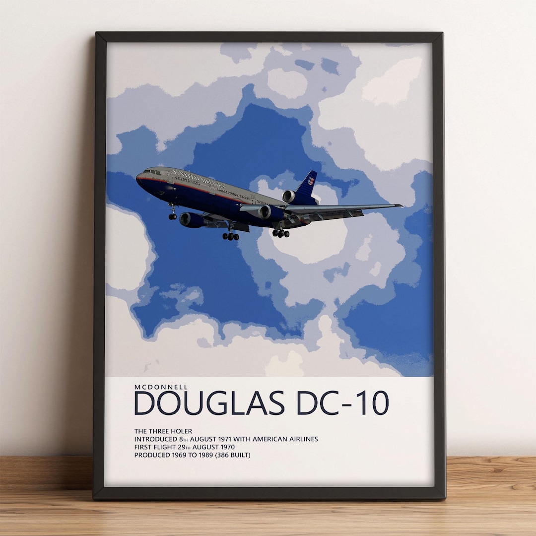 United Airlines Mcdonnell Douglas DC-10 Poster – Battleship Grey