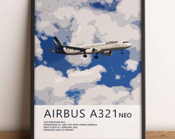 Lufthansa Airbus A321 NEO Poster – Aviation Wall Art, Airline Pilot Gift