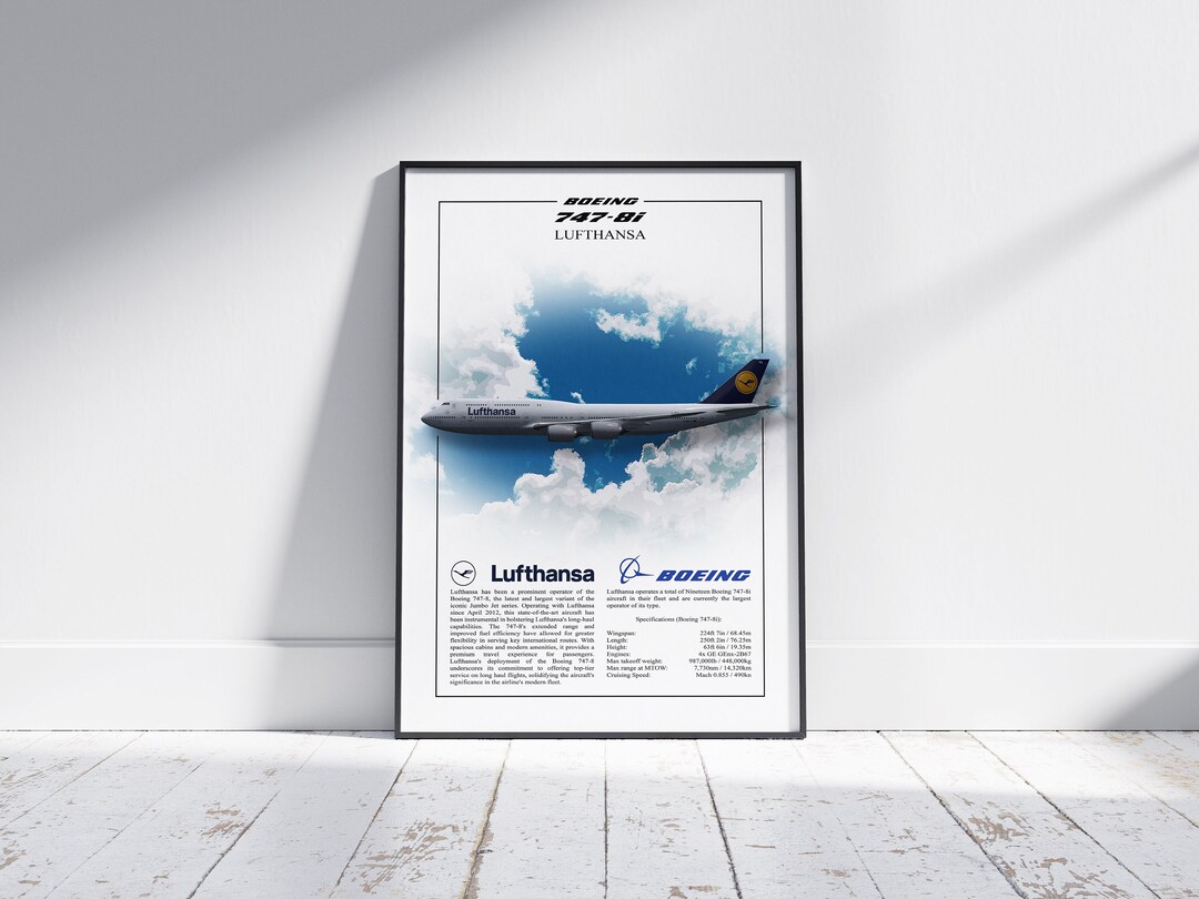 Lufthansa Boeing 747 Poster Aviation Wall Art Airliner - Etsy