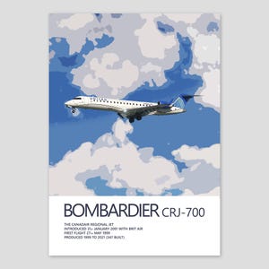United Express (SkyWest) Bombardier CRJ-700 Poster | Detailed Aviation Art Print | Civil Airliner Wall Art | Gift for Pilot