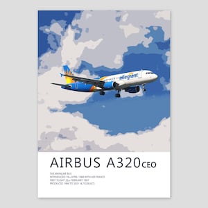 Allegiant Airbus A320 Poster | Detailed Aviation Art Print | Civil Airliner Wall Art | Pilot Office Decor | Aviation Enthusiast Gift