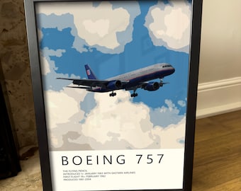 United Airlines Boeing 757-poster - Fijn luchtvaartkunstwerk - Fantastisch cadeau voor piloten, cabinepersoneel en vliegtuigliefhebbers