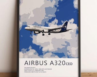 Lufthansa Airbus A320 Poster – Aviation Wall Art, Airline Pilot Gift