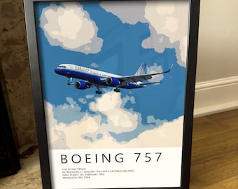 United Airlines Boeing 757-poster - Fijn luchtvaartkunstwerk - Fantastisch cadeau voor piloten, cabinepersoneel en vliegtuigliefhebbers