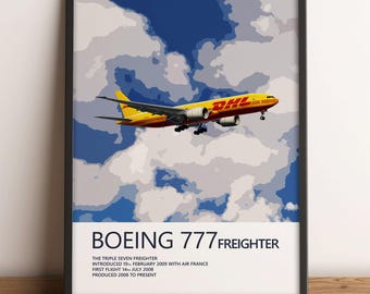 DHL Boeing 777F Poster – DHL Air UK Cargo Aviation Wall Art