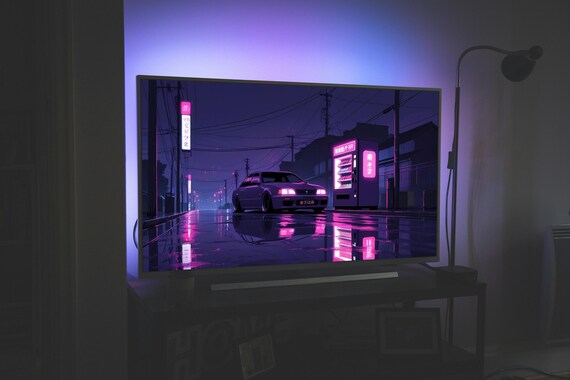 JDM Street Scene Bundle – Neon Night Car Art – Frame TV or Printable