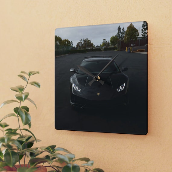 Black Lamborghini Acrylic Wall Clock