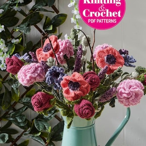 Bouquet Crochet Pattern - pdf pattern download, Flowers, Carnation, Poppy, Rose, Lavender, Mothers Day Gift, Make your own, Valentines Day