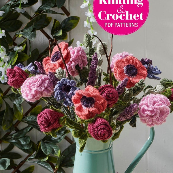 Bouquet Crochet Pattern - pdf pattern download, Flowers, Carnation, Poppy, Rose, Lavender, Mothers Day Gift, Make your own, Valentines Day