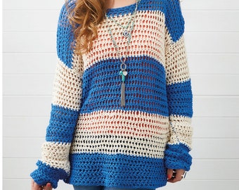 Striped Sweater - Crochet PDF pattern- Easy Make