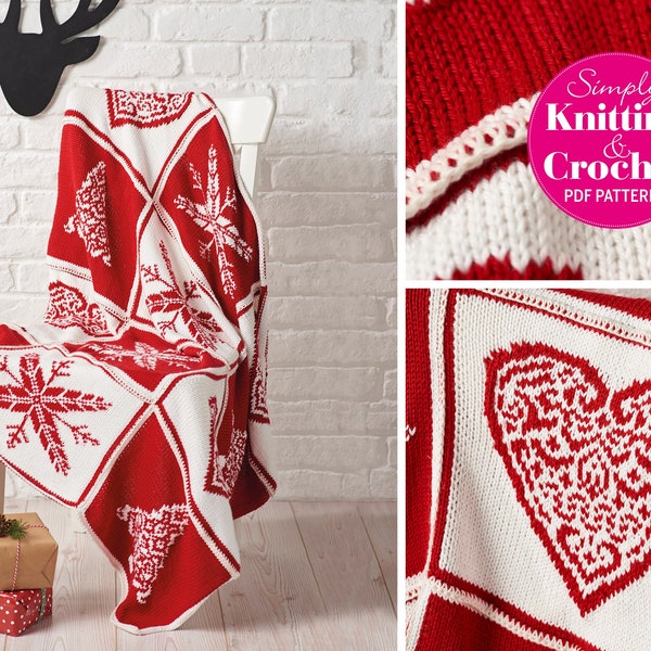 Scandi-style Patchwork Blanket - Knitted Blanket Pattern - PDF Download only