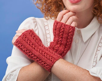 Lace Rib Knit Wrist Warmer Pattern: Beginner Mitts (PDF Download)