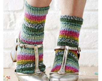 Knitted Self-Striping Sock Pattern: Colorful Textured Design (PDF Pattern)