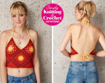 Granny Square Crochet Halter Top Pattern: Summer Festival Crop Vest (PDF Download)