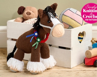 Shire Horse Knitting Pattern - Pony Toy - Racing Fan - PDF Download only