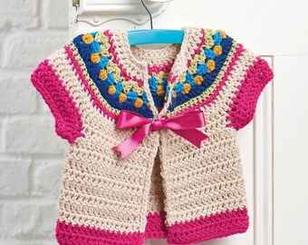 Crochet Child's Cardigan Pattern - PDF Download Only,Ages 1 Year to 8 Years
