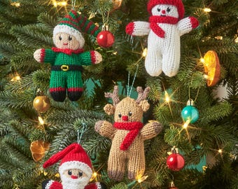 Christmas Character Tree Decorations - Christmas Knitting Pattern - PDF Download only