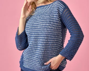 Two Tone Jumper / Sweater - Crochet pattern - PDF Download Only