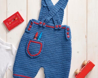 Crochet Baby Dungarees Pattern - PDF Download Only, Sizes 3-18 months