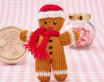 Gingerbread Man Tree Decoration - Christmas Knitting Pattern - PDF Download only