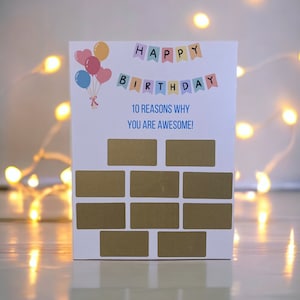 happy birthday scratch card, kids scratch cards, scratch off chart, birthday ideas for kids, reasons why you are awesome, kids birthday card