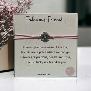 Fabulous Friend Bracelet | String with Mandala Charm | Gift for Bestie | Friendship Poem Card | Thank You for Being You