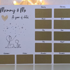 Mummy and me year of dates, kids scratch cards, scratch off chart, date ideas for kids, quality time with kids