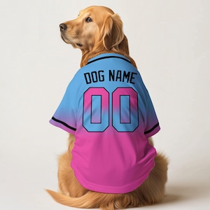 Custom Dog Baseball Jersey Personalized Pet Shirt with 3D Printed Name and Number Softball Style Sporty Outfit for Small Medium &Large Dogs