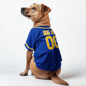Custom Royal Blue Dog Jersey – 3D Printed Name & Number Pet Baseball Shirt – Personalized Softball Uniform for Dogs  Cats