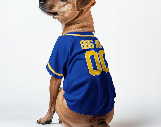 Custom Royal Blue Dog Jersey – 3D Printed Name & Number Pet Baseball Shirt – Personalized Softball Uniform for Dogs  Cats