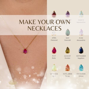 Make your own Birthstone Necklace - Choose Your Gemstone Pendant, Personalized Jewelry for Her, DIY necklaces for gift for women