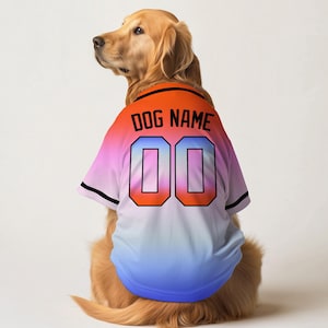 Custom Dog Baseball Jersey Personalized Pet Shirt with 3D Printed Name and Number Softball Style Colorful Outfit for Small Medium Large Dogs