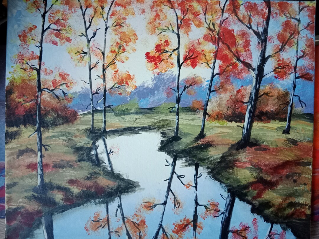 Autumn Leaves Acrylic Painting Etsy