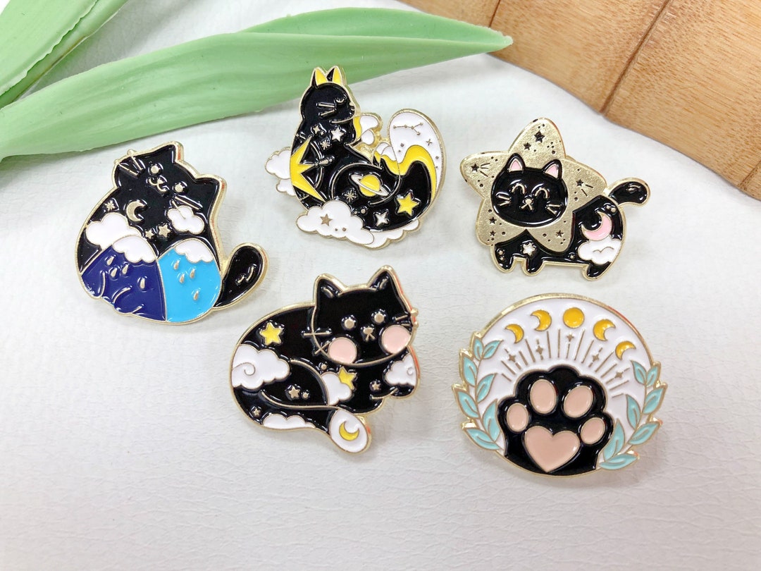 Boxcasa Black Cat Decor On Blue Moon Suncatcher Decoration,Cat Memorial Stained Glass Window Hanging Ornament,Cat Lovers Loss Sympathy Gifts,Pet