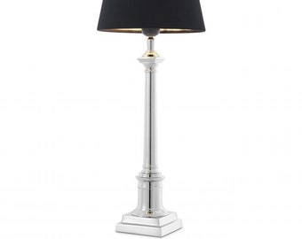 Eichholtz Cologne S table lamp, chrome base, black velour shade, classic design