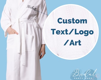 Custom Embroidered 100% Cotton Waffle Diamond Robe, Personalized Monogram or Logo, Perfect Women's Gift, Choose Your Thread Color & Font