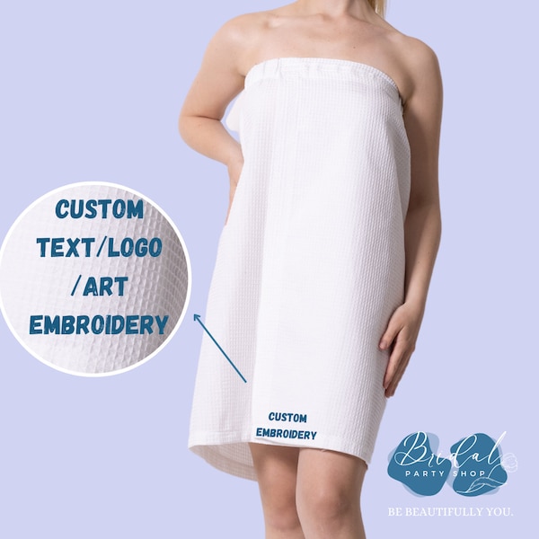 Custom Embroidered Waffle Weave Adjustable Body Wrap, Spa Wrap, Personalized Monogram or Logo,  Spa Wrap Towel, Massage wrap, Women's Gift