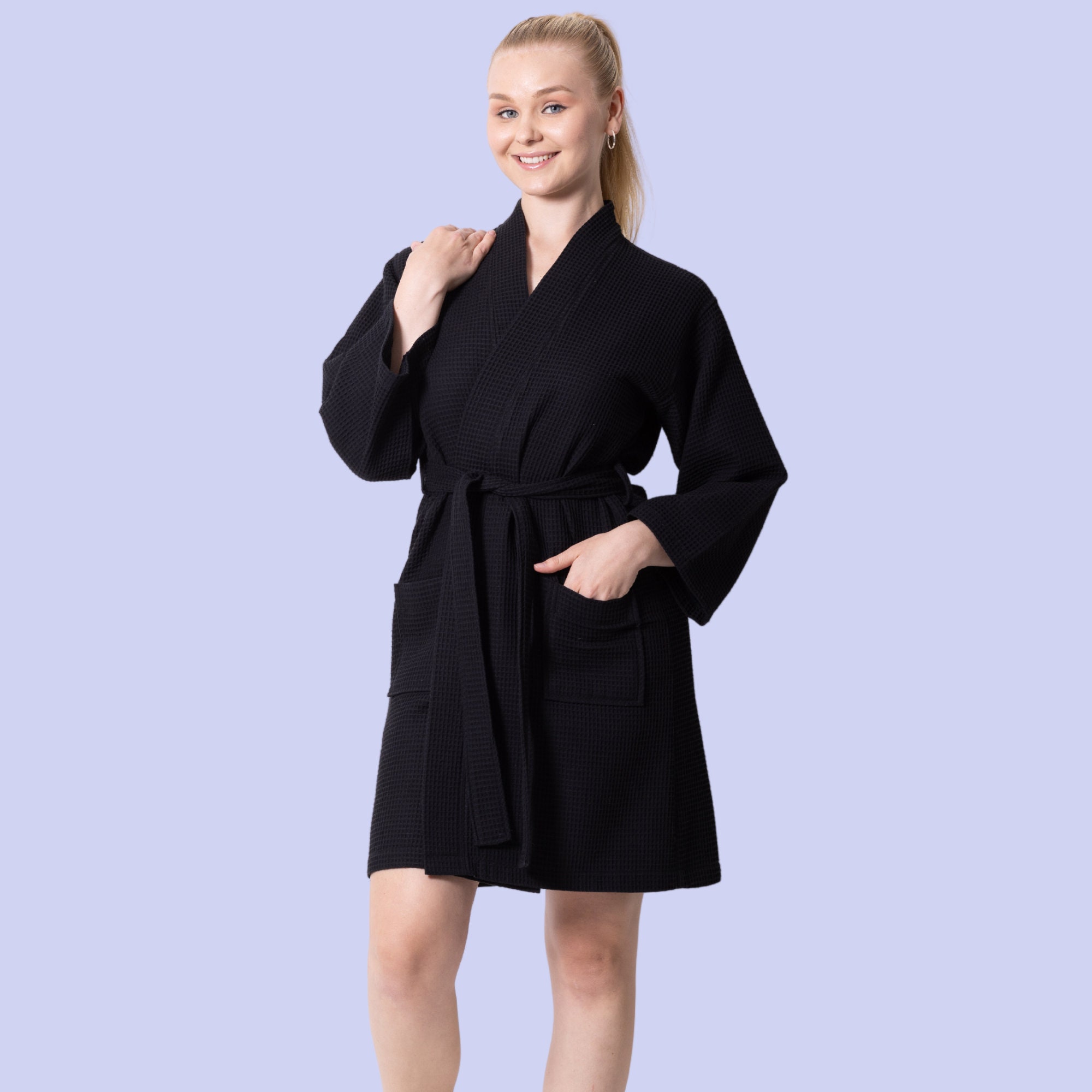 Personalized Waffle Robe, Custom Embroidered Robe, Knee-length, Cotton ...