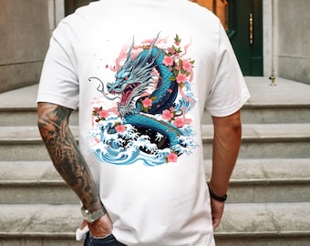 Camiseta unisex con dragón japonés con impresionante diseño en la espalda para una apariencia vanguardista: regalo perfecto para los fanáticos del anime y la cultura japonesa
