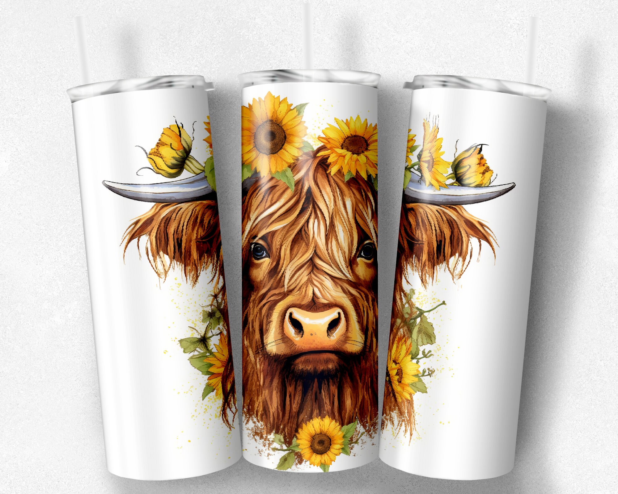 Highland Cow Tumbler Wrap 20 Oz Skinny Tumbler Sublimation Design ...