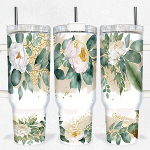 Floral 40oz quencher tumbler wrap PNG tumbler design sublimation design download 40 oz flowers
