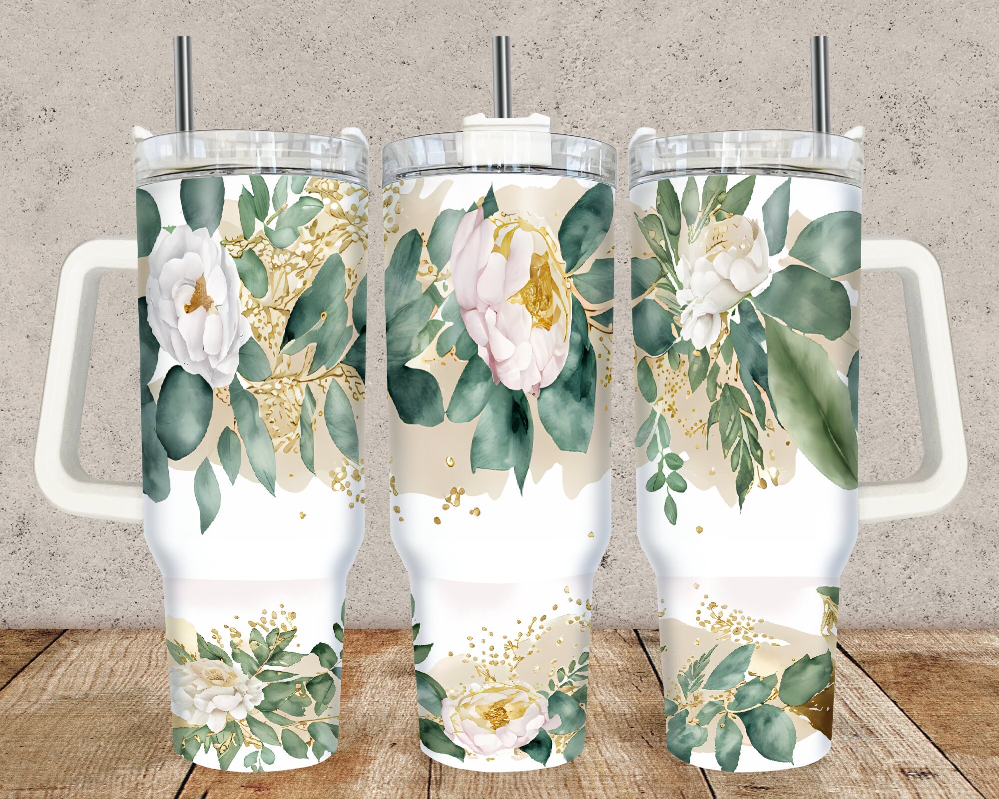 Floral 40oz Quencher Tumbler Wrap PNG Tumbler Design Sublimation Design ...