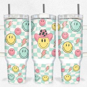 40oz retro smiley tumbler wrap inspire 40 oz 2 piece Tumbler Sublimation Template Digital Download PNG teach tumbler wrap 40oz retro western