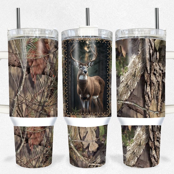 Deer Camo  - Tumbler Sublimation Transfer - men’s tumbler designs - Hunting - Heat Transfer - 40 OZ - 40 OZ Tumbler Wrap - Dad gift