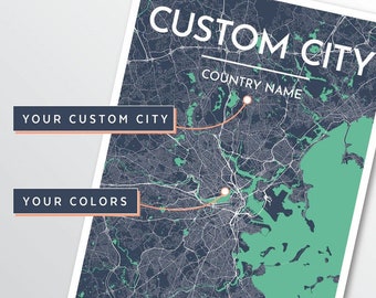 Custom Any City Map Design Canvas Poster