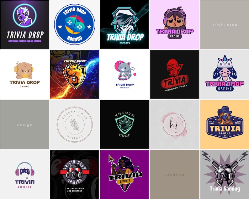 Trivia Drop Designs: Custom Gaming Logos - Etsy