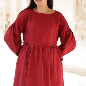 linen fabric dresses Linen Maxi Dress with Pockets