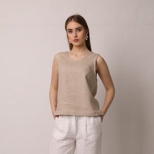 Linen tank top Portofino in sand, Ladies summer top