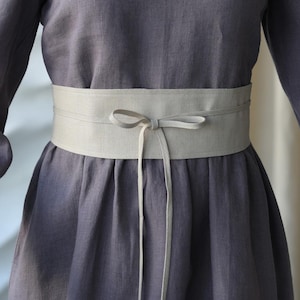 Linen Obi Belt, Japanese wrap belt, Long waist belt, Wide linen dress belt, Boho linen belt, Vintage fabric belt, Kimono belt, Zero waste